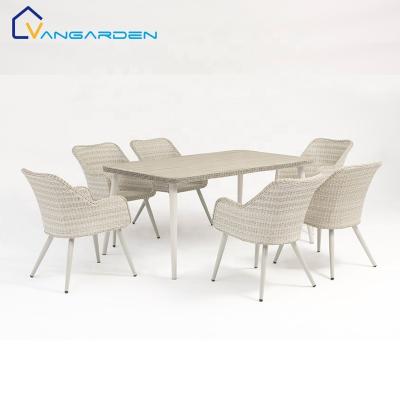 China Waterproof Outdoor Furniture Fashion Rattan Garden Furniture Dining Table And Chair Set for sale