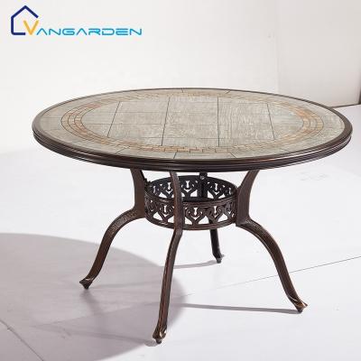 China Outdoor Furniture Waterproof Modern Antique Restaurant Design Outdoor Round Garden Dining Set For Party for sale