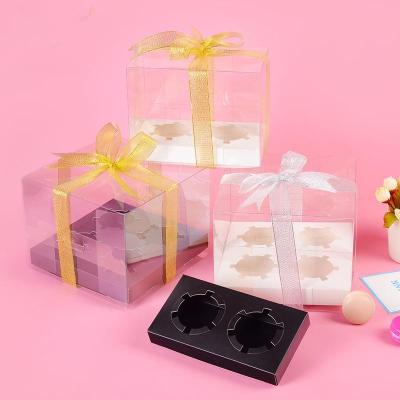 China 2021 Wholesale New Design Recyclable Plastic PET Gift Packing Box For Cake / Cupcake for sale