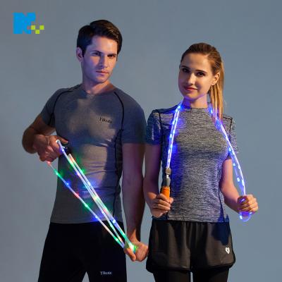 China Adjustable Colorful LED Light Up Led Skiping Rope Exercise Foam Comfortable Grip Handles Led Jump Rope With 3 Modes for sale