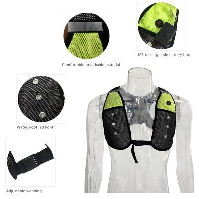 China Water Proof Led Rechargeable Reflective Vest Running Green USB Rechargeable Safety Vest Safety Recycling Warning Vest for sale