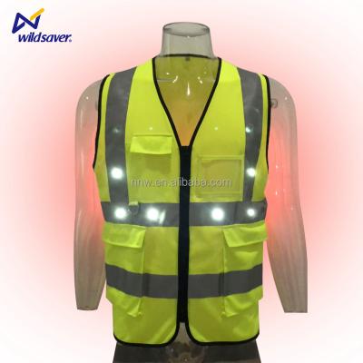 China Factory Direct Sale Water Proof Hi-vi Safety Vest Yellow Cheap Reflective Vest Safety Led High Visibility With Custom Logo for sale