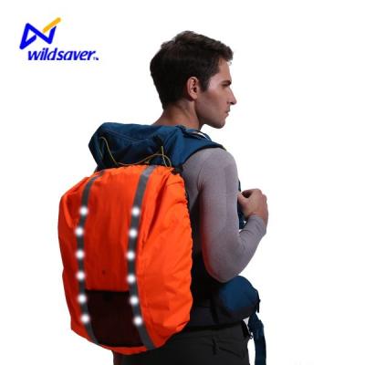 China Eco-friendly Outdoor Rise Reflective Flashing Waterproof Camping LED Backpack Rain Cover for sale