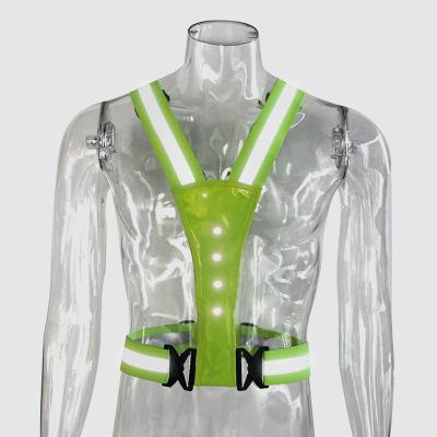 China Outdoor Sports Reflective Elastic Night Water Proof LED Strap High Visibility Shoulder Strap Adjustable Flashing Running Vest for sale