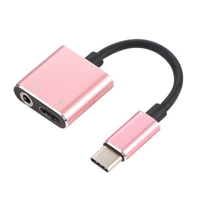 China Type C to 3.5mm +Type C Whosale 2 in 1 Type C Charging Adapter to 3.5mm Audio Earphone Jack Splitter For Huawei for sale