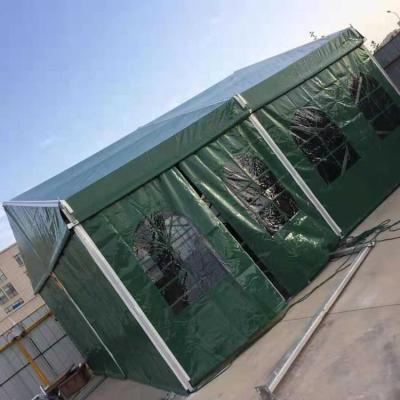 China Long Span 6m Clear Small Span Aluminum Frame Green Color Outdoor Customized Storage Tent for sale