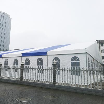 China Long Life Aluminum Clear Span Blue And White Temporary Large Flexible Event Exhibition Tent For Sale for sale