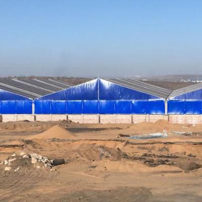 China Long Life 40m Big Blue Warehouse Clear Span Tent For Sale Aluminum Alloy Tent for sale