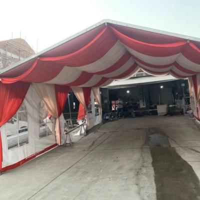 China Large red and white aluminum long life clear temporary flexible span exhibition event flexible tent for sale for sale