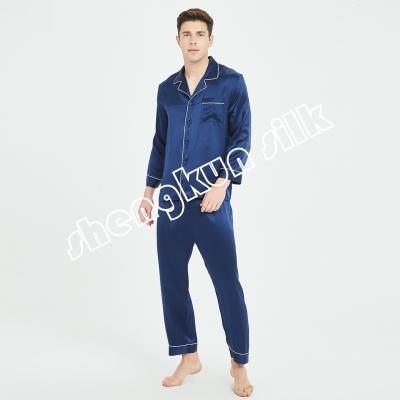 China Wholesale QUICK DRY Customized Luxurious Silk Sleepwear Chemise Set Long Sleeve Silk Nightgowns Homewear Pajamas For Men for sale