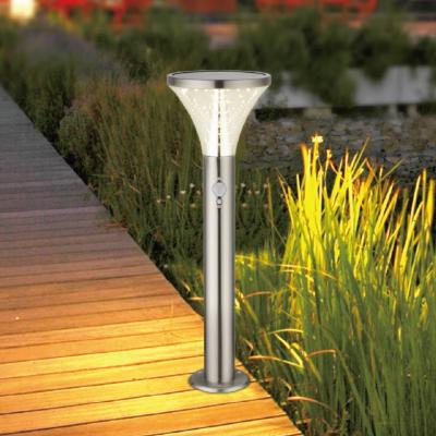 China Circular Solar Bollard Lights Circular Pyramid Lawn Garden Landscape Motion Sensor Cone Stainless Steel 80cm for sale