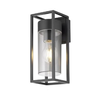 China Decorative aluminum polycarbonate ip44 black box with PC shade outdoor lantern wall light e27 for sale