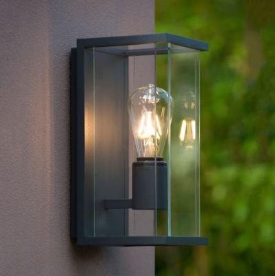 China Black Polycarbonate Matte Lantern e27 PC Box Surface Mounted Outdoor Wall Mount Light Fixture for sale