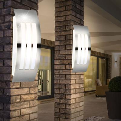 China Polycarbonate stainless steel ip44 modern garden e27 wall lamp rectangle polished outdoor light for sale