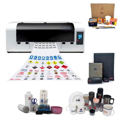 China Alwwin Manufacturer Revolutionary 99.99% Surface Plastic Glass Ceramic Wood Paper Transfer Varnishing Printing Crystal Roll UV DTF Sticker 7 Color Label Printer for sale