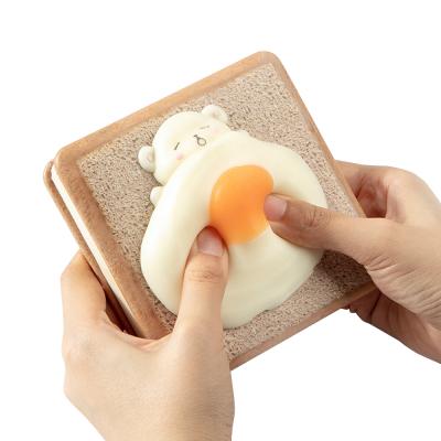 Cina Mini Kawaii Stationery Square Realistic Toast Bread Notebook PU Cover Printed Decompression Notebook in vendita