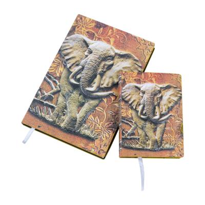 China 3D Hardcover Embossed Elephant Leather Notebook, A6 Writing Journal Diary Notepad - Colored for sale