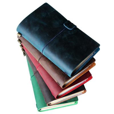 中国 Refillable Hardcover Book Pocket Travelers Notebook Genuine Leather Journal for Men and Women 販売のため