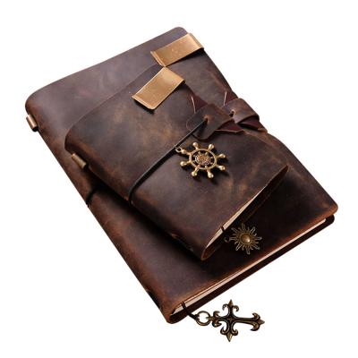 Cina Custom Leather Hardcover Travel Planner Printing Genuine Leather Journal Notebook Manufacturers in vendita