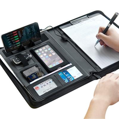 Κίνα Wireless Charging Leather Padfolio Padfolio Folder Zipper Organizer Wireless Charging Leather Padfolio Folder Organizer with Power Bank and Rechargeable Pad προς πώληση