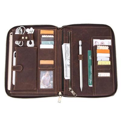 中国 Leather Padfolio Folder with Metal Closure Genuine Leather Personalized Padfolio Organizer for Men and Women 販売のため