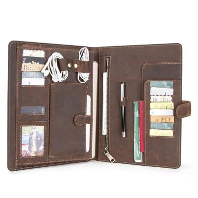 中国 Genuine Leather Personalized Padfolio Shop Laptop Zippered Folder Organizer for Men and Women 販売のため