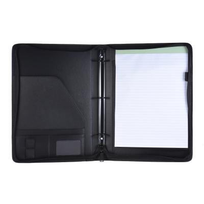 China PU Leather Folder A4 Document Folder Office Supplies Business Padfolio Leather Folder Zippered Closure for sale