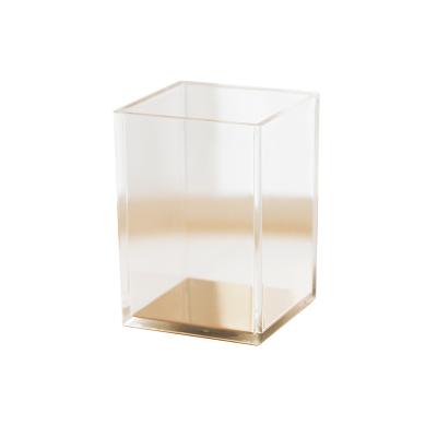 China Fashion Solid Gold Acrylic Base Pen Holder Cup Box Makeup Brush Holder Storage Organizer Home Supplies Te koop