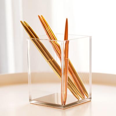 China Fashion Acrylic Makeup Brush Holder Storage Organizer with Base Pen Holder Cup Desk Accessories Solid Gold Te koop