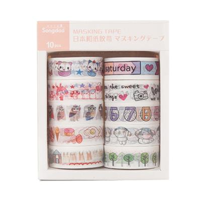 China 10 Rolls Set Waterproof Diy Planner Scrapbooking Decoration Adhesive Tape Label Stickers Stationery à venda