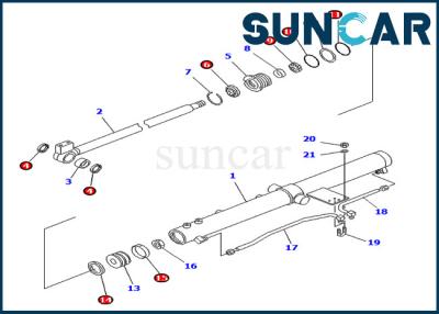 China PC75UU-2 PC75UU-3 Komatsu 707-98-24830 7079824830 Excavator Slide Arm Cylinder Repair Seal Kit for sale