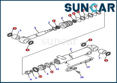 China 878000503 van de Verbindingskit komatsu inner part excavator van de boomcilinder de Dienst Kit Fits Excavator pc12r-8 Te koop