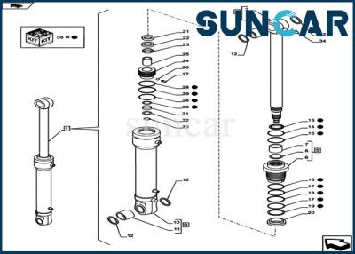 Chine Kit hydraulique de rechange de joint d'OEM de kit de joint de cylindre d'oscillation du cas LZ12030 de CX80C à vendre