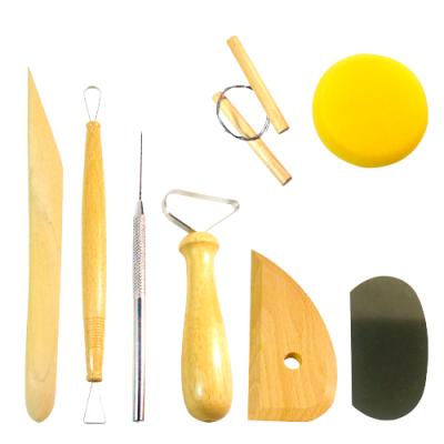 China Shaping Wooden Pottery 8 Pieces Sculpting Clay Cleaning Tool Set For Beginners for sale