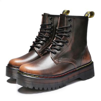 China Women's Combat Boots New Custom Outdoor Women's Boots British Casual Leather High Top Waterproof Martin Boots Fashion Street Shoes for sale