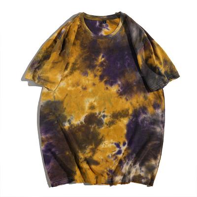 China 2022 New Tie Dye Anti-Shrink Popular Wholesale Cotton T Shirt Unisex Crewneck T-shirt 100% Shirt for sale