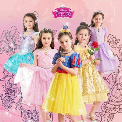 China Genuine/Safe/Comfortable Kids Girls Costume Disney Princess Dress Elsa Cinderella Aurora Ariel Snow White Dress Costume for sale