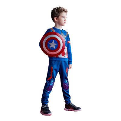 China 10% 90% Polyester Spandex Kids Dress Up Classic Role Play Halloween Party Marvel Captain Costume For Boys for sale