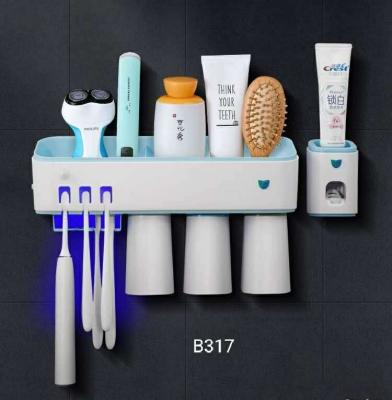 China B317 Eco - Friendly Wall Mounted Toothbrush Holder Storage Rack With Cups for sale