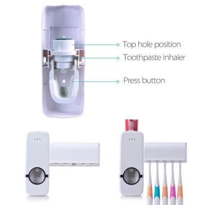 China Hot Selling Eco-friendly Popular Gift B535 Toothpaste Dispenser Wall Mount Automatic Toothbrush Holder for sale