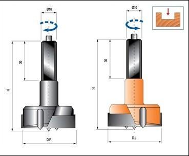 China Steel body TCT Drill bits for hinges, red (LH) or black (RH) color painted surface for sale