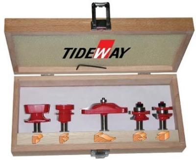 China 45# Carbon steel 5 - Piece cabinet door set router bit sets with red painted for sale