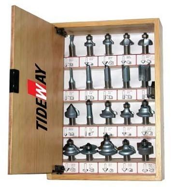 China 20 Set woodworking T.C.T router bit sets in 45#carbon steel for sale