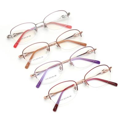 China High End Light Weight Titanium Optical Frames 1113 Half Frame Cable Titanium Frames Glass Eyewear Optical Glasses For Women for sale