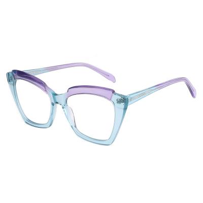 China Custom Logo Fancy Glasses Acetate Optical Frames P6132 2021 Style Optical Frames Wholesale Cheap Anti Blue Light Glasses for sale