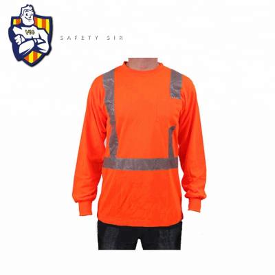 China High Safety Reflective Cheap Safety Visibility Long Sleeve T-shirts, High Visibility Safety Shirt, Safety Green Reflective Shirt for sale