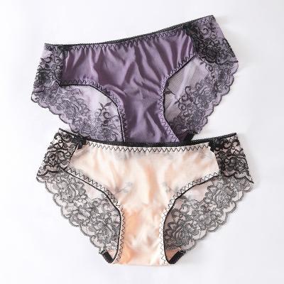 China 1771 New Style Women Sexy Transparent Lace Low Waist Antibacterial Seamless Panties for sale