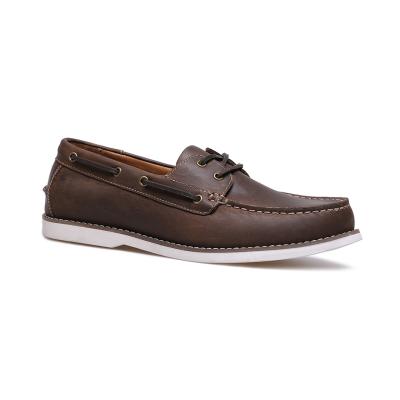 China Fashion Trend ABINITIO Brown High Quality Stylish Leather Slip On Loafers Flat Casual Shoes For Men for sale