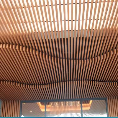 China Wooden Grain Aluminum U Shape Stretch Baffle Ceiling Metal Aluminum Profile Strip Ceiling for sale