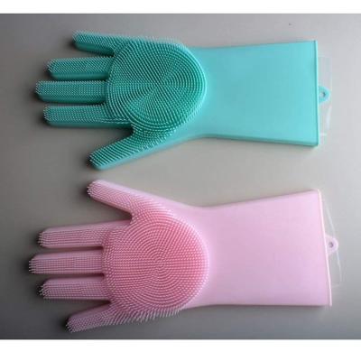 China Heat Resistant Sak Silicone Wash Glovees Cleaning Brush Magic Scrubber Cleaning Glovees for sale